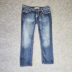 BKE Sabrina Stetch 27 (Meas 30x25.5 7" Low Rise) Dark Pocket Flap Jeans A21